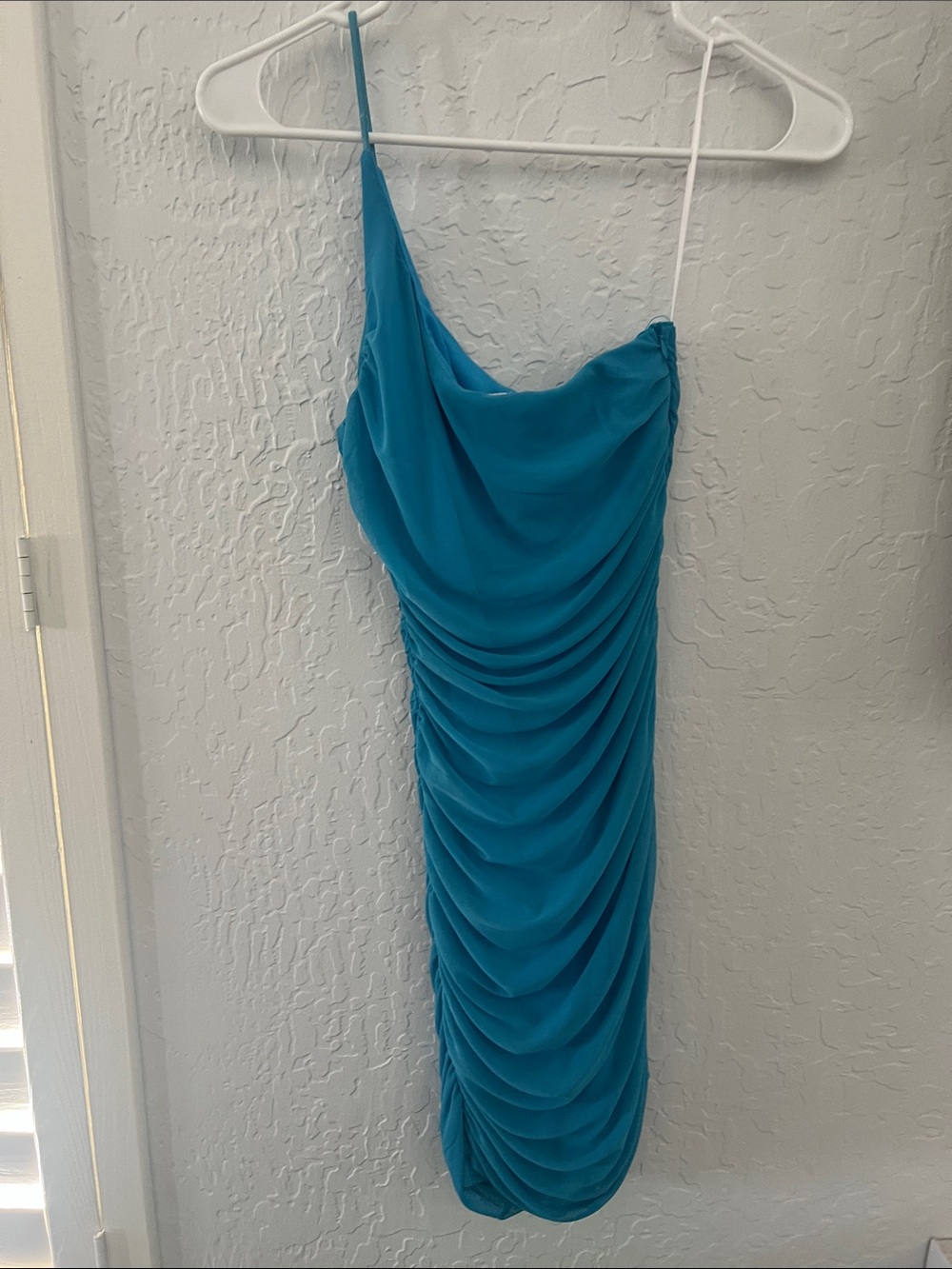 Princess Polly Teal One-Shoulder Ruched Slip Dress